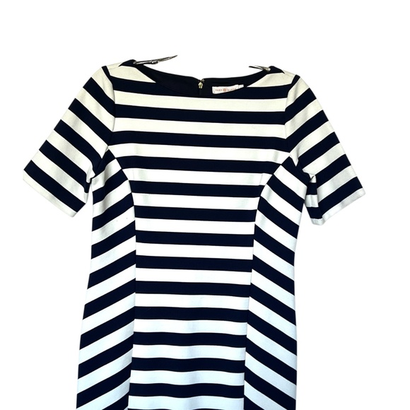 Tory Burch Augusta Blue and White Striped Short-Sleeve Sheath Dress Size L - Picture 4 of 14